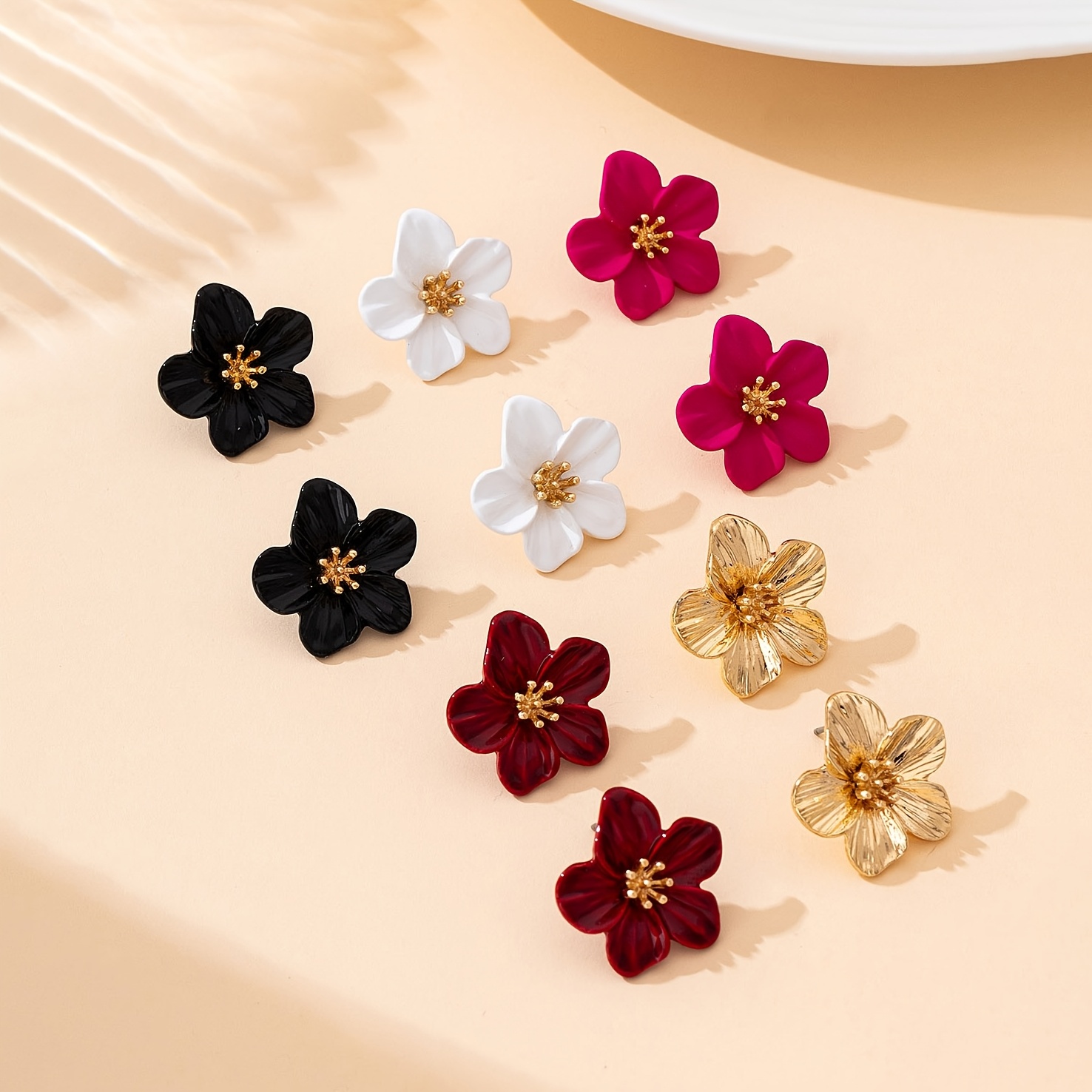 5 Pairs Holiday Flower Shaped Earrings Set